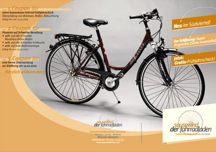 Flyer f&uuml;r den Fahrradladen Sausewind